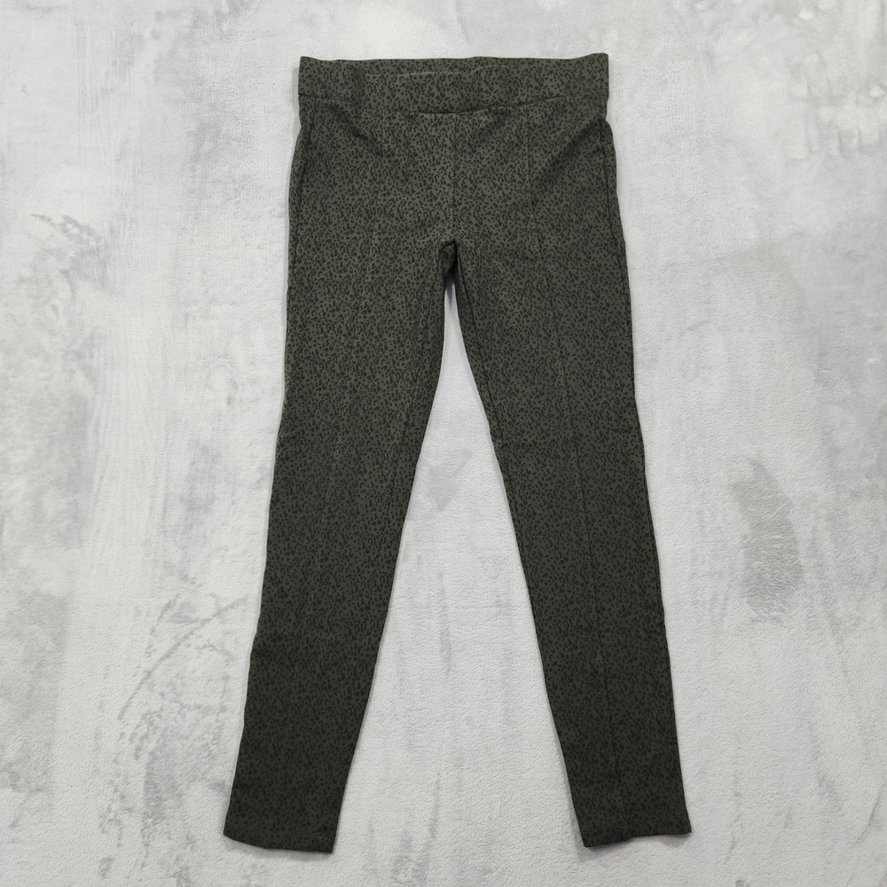 Style&Co Jeans Womens M Green Black Animal Print Pull On Front Seam Jegging